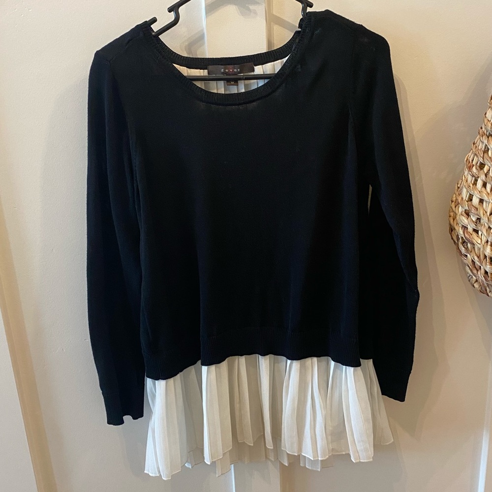 Sweater with pleated “undershirt” look medium
